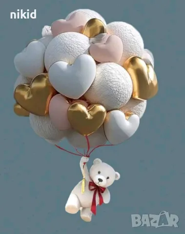 2 вида мече с голяма връзка балони силиконов молд форма фондан шоколад гипс пано декор, снимка 3 - Форми - 49839477