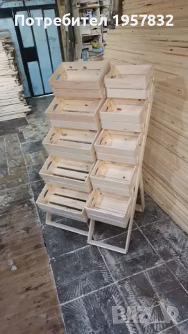 Дървени стелажи за магазини, за плод и зеленчук , търговско оборудване , щанд, снимка 12 - Стелажи и щандове - 48856087