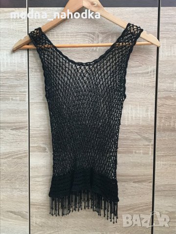 Уникален мрежест топ с мъниста, снимка 2 - Корсети, бюстиета, топове - 37203553
