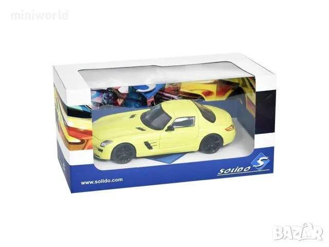 Mercedes-Benz SLS AMG - мащаб 1:43 на Solido моделът е нов в PVC дисплей-кейс, снимка 3 - Колекции - 49553827