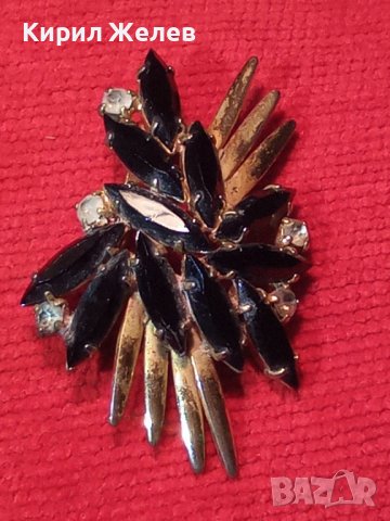 СТАРА ПОЗЛАТЕНА ВИНТИДЖ БРОНЗОВА АРТ НУВО СТИЛ РЕТРО БРОШКА с КРИСТАЛИ 71717, снимка 13 - Антикварни и старинни предмети - 35996988