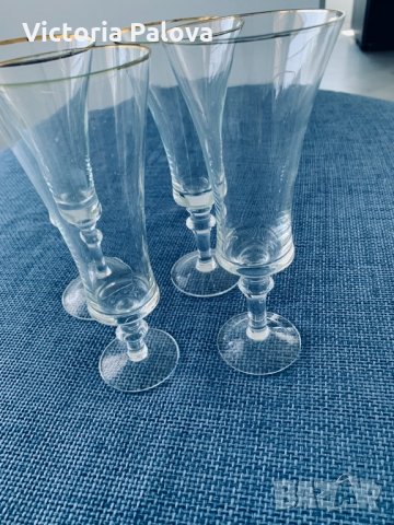 Чаши за вино кристалин,златен кант, снимка 2 - Чаши - 33586642