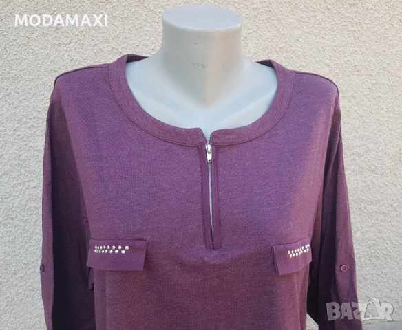 4XL  Нова  блуза с цип , снимка 2 - Блузи с дълъг ръкав и пуловери - 36479818