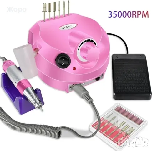 	Професионална електрическа пила за нокти 35000 оборота с 6 представки розова, снимка 2 - Продукти за маникюр - 47869086