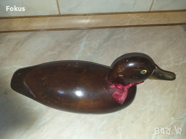Страхотна стара дървена патица патка с бронзова човка, снимка 3 - Антикварни и старинни предмети - 43414176