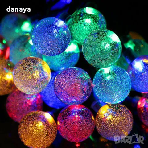5429 Многоцветни соларни лампички Топчета соларен гирлянд, 3 метра, снимка 6 - Градински мебели, декорация  - 47806199