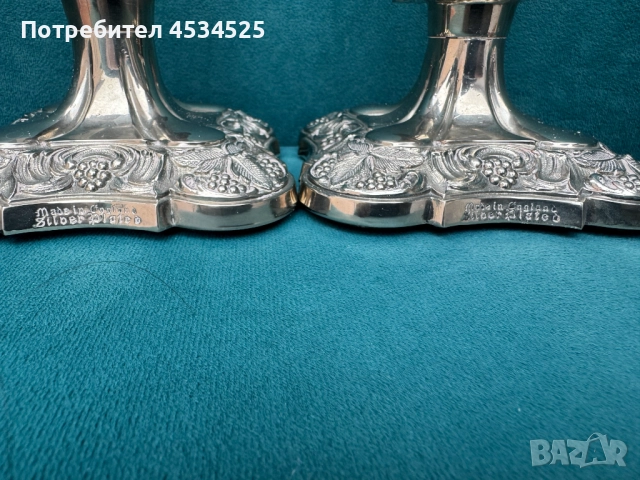 🕯️👑✨ Rococo Revival — Истинско английско съкровище, посребрени свещници (около 1900–1920 г.), снимка 3 - Антикварни и старинни предмети - 52704291