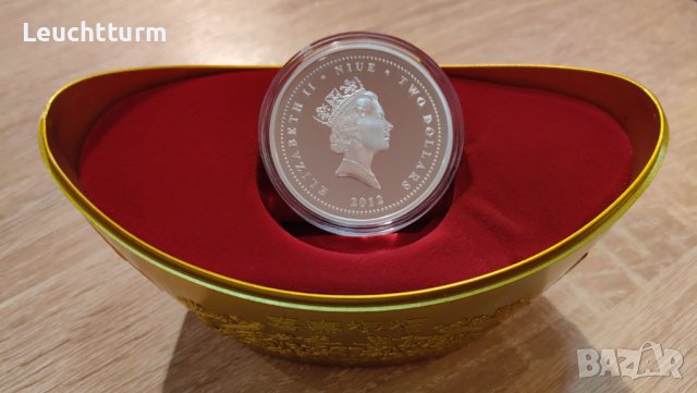 1 оз. Сребърна монета 2 долара 2012 г . Ниуе - Година на Дракона, снимка 3 - Нумизматика и бонистика - 40762495