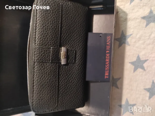 Кожено портмоне Трусарди, снимка 4 - Портфейли, портмонета - 48477632
