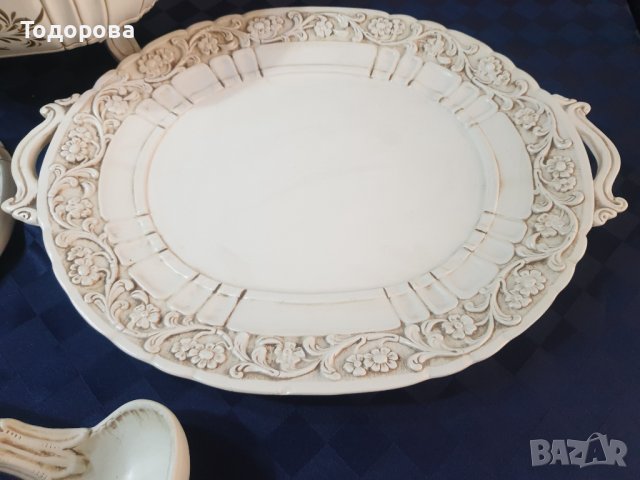 Голям италиански  порцеланов супник,плато и черпак, снимка 5 - Сервизи - 44138136