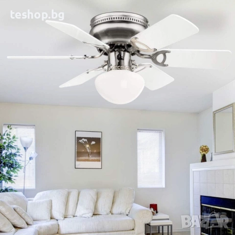 Вентилатор за таван Globo MDF за всекидневна, лампа с стъкло, снимка 5 - Вентилатори - 53054428