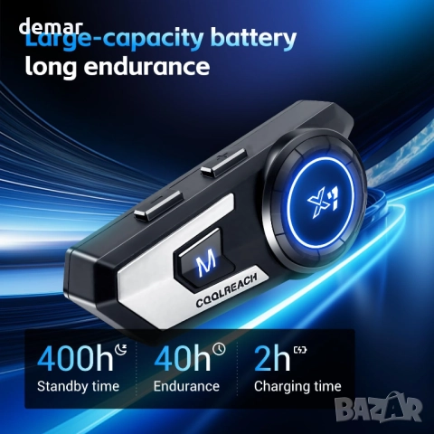 Bluetooth слушалка за мотоциклетна каска, CVC шумопотискане, IP67, снимка 4 - Bluetooth слушалки - 51541786