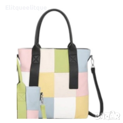 Шарена дамска чанта с разноцветна дръжка, снимка 5 - Чанти - 52242668