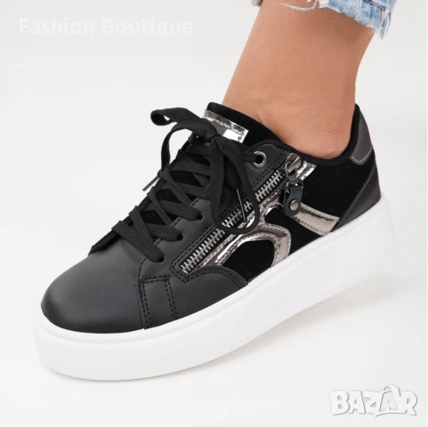 Дамски кожени маратонки с бяла подметка, снимка 5 - Маратонки - 51246037