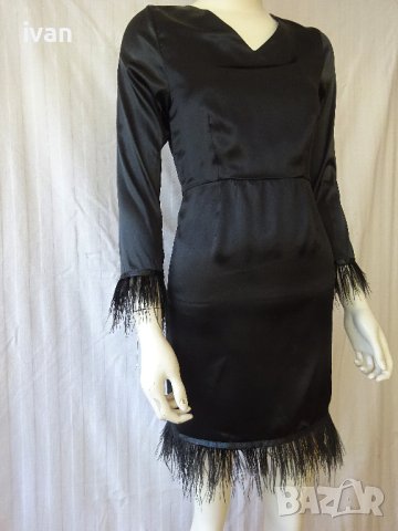 дамска рокля от естествена коприна с пера, снимка 2 - Рокли - 43670011