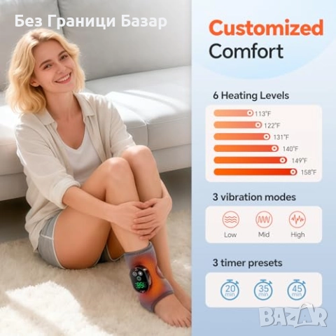 Нов Безжичен нагревателен масажор за глезен и стъпало с вибрации, снимка 3 - Масажори - 52503330