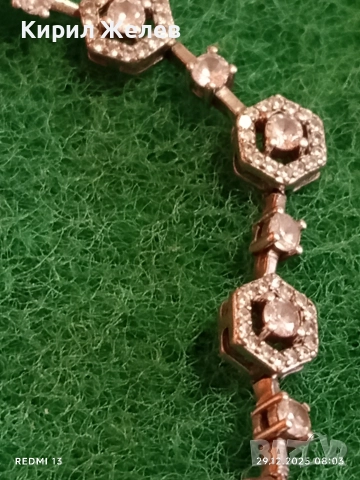 Сребърна гривна обсипана с цирконий който озаряват бижуто с изключителен блясък и сияйност 40565, снимка 7 - Гривни - 52924764