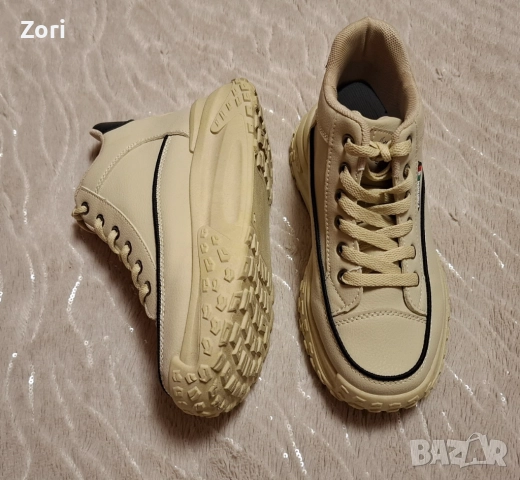 Бежови спортни боти с дължина на стелката 23см - за широк крак, снимка 4 - Дамски боти - 52634750