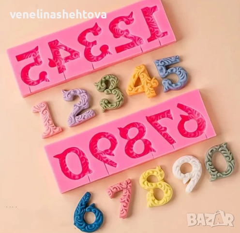 Цифри числа 0-9 с релеф гипс смола фондан за декорация на торта , снимка 2 - Форми - 53578169
