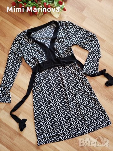 Черно-бяла Рокля на кръгчета, снимка 1