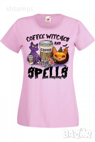 Дамска тениска Coffee Witches And Spells,Halloween,Хелоуин,Празник,Забавление,Изненада,Обичаи,, снимка 10 - Тениски - 38144683