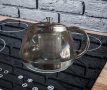 Стъклена кана за чай от неръждаема стомана с цедка за листа, снимка 5