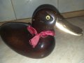 Страхотна стара дървена патица патка с бронзова човка, снимка 2