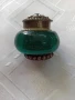 Малка антикварна кутийка красив зелен камък при основата орнаменти при капака височина 5 см , снимка 3