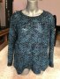 Тюркоазено-черен пуловер, снимка 1 - Блузи с дълъг ръкав и пуловери - 40546865