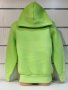 Нов детски изчистен суичър в неонов зелен цвят с качулка, снимка 2