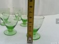 Стари стъклени чаши чашки и гарафа зелено стъкло, снимка 4