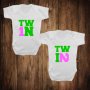 Бебешки бодита за близнаци с щампа TW1N TWI2, снимка 1 - Бодита за бебе - 26612256