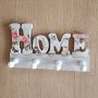 1349 Малка дървена декоративна закачалка HOME с 4 куки, снимка 4
