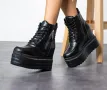 Боти на платформа - черна кожа - BML88, снимка 2