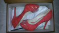 Високи червени елегантни велурени обувки -италиански 37, снимка 3