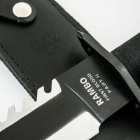  Лазерно заточен нож RAMBO First Blood II А02, кожена кания, компас и комплект за оцеляване , снимка 2 - Други - 28992978