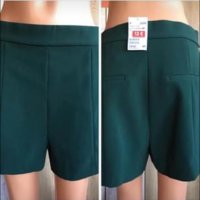 🍀🧚🏻‍♀️Hm,къси панталонки с висока талия в петролено зелен цвят с дълбоко дъно,л размер👉14 лв.👜, снимка 1 - Къси панталони и бермуди - 32974211