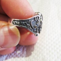 Мъжки сребърен пръстен със руническият знак IYI – символ на българската държавност, руни, снимка 3 - Пръстени - 33387468