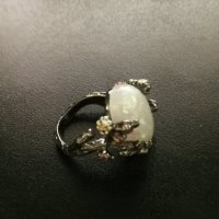 Прекрасен дамски пръстен със сребърно покритие S925, с красив камък с отблясъци и нежни цветя, снимка 6 - Пръстени - 27525617
