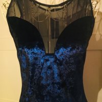 Дамска рокля в тъмно синьо с тюл Размер М, снимка 4 - Рокли - 27780537