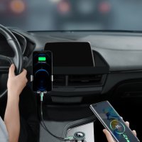 Baseus FM автомобилен трансмитер, безжичен Bluetooth, хенсфри, адаптер, бързо зарядно, снимка 16 - Аксесоари и консумативи - 42998428