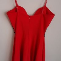 Разкроена червена рокля , снимка 2 - Рокли - 32742095