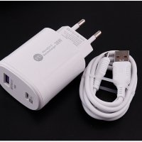 38W мощно и бързо зарядно с USB C кабел, снимка 3 - Оригинални зарядни - 40529407