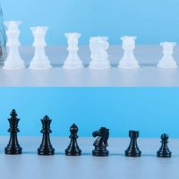 3D 6 бр шах мат ШАХМАТ шахматни форми фигурки силиконов молд форма фондан шоколад гипс смола, снимка 1 - Форми - 33377319