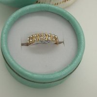 18 К златно покритие позлатен пръстен от медицинска стомана с бели кристали, снимка 10 - Пръстени - 43706934