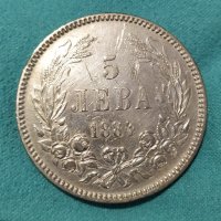 Сребърна монета 5 лева 1884, снимка 1 - Нумизматика и бонистика - 32250506