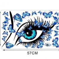 синьо око поглед с пеперуди нежен стикер лепенка декор за стена спалня стая гардероб самозалепващ, снимка 2 - Други - 33177909
