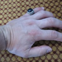 Мъжки сребърен пръстен, Уникалнен дизайнерски  с голям черен оникс  - добавете стил !, снимка 5 - Пръстени - 26265470