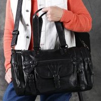 Черни пътни чанти от еко кожа, снимка 5 - Чанти - 44132870