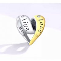 Сребърен талисман за гривна Пандора сърце In Love Модел 040, снимка 1 - Гривни - 35226812